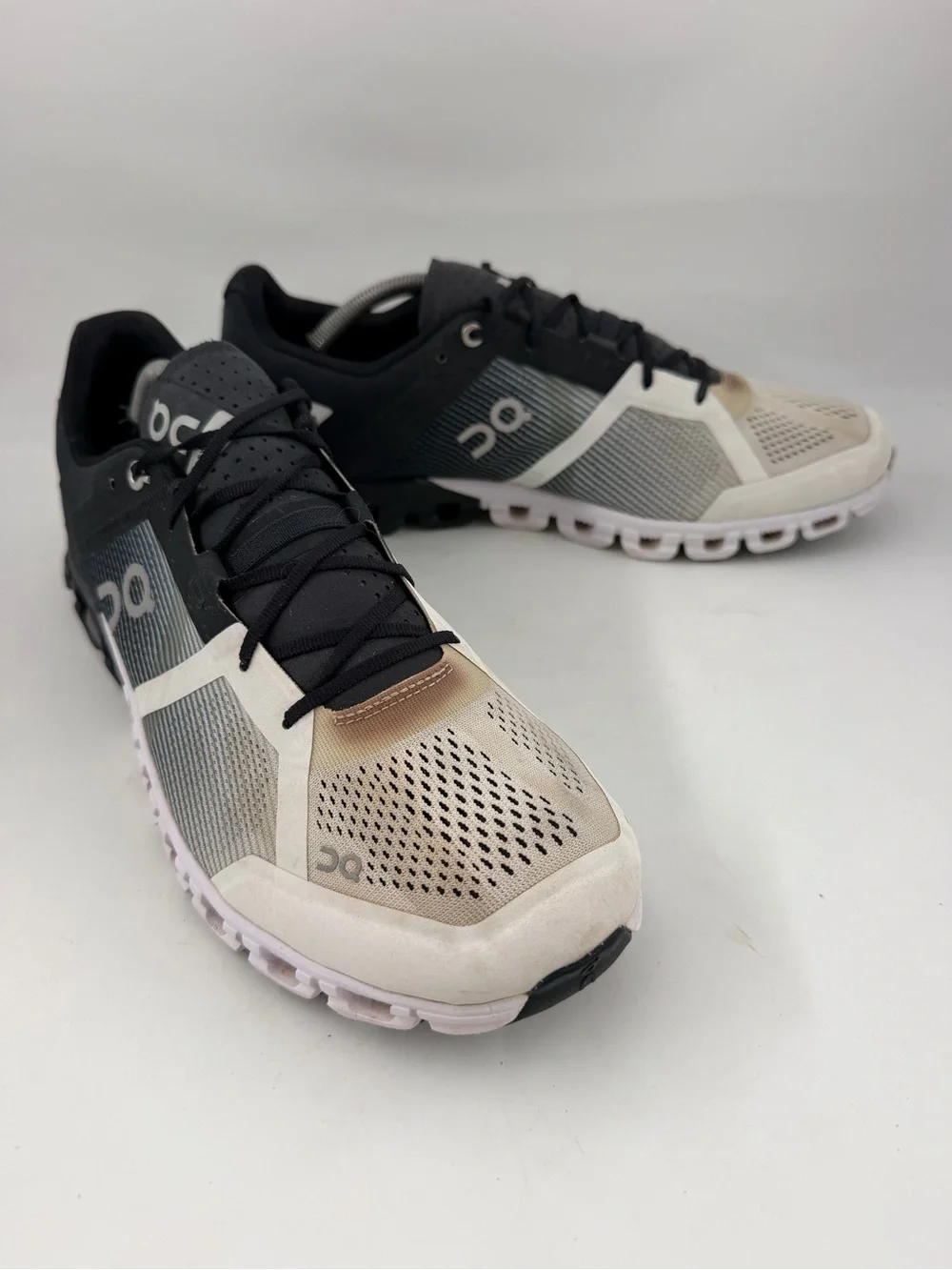 On Running Men’s Cloudflow Black & White -SZ 12- Running Shoes Lace-Up